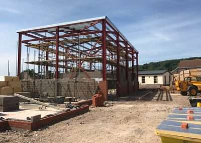Talocher School construction: Steel frame of new building in Monmouth